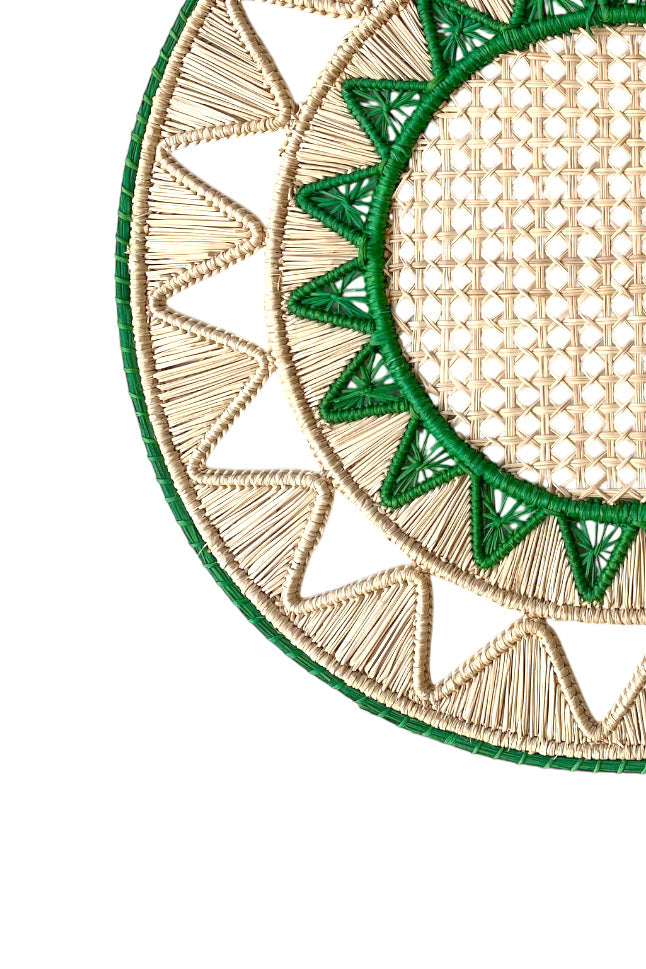 Placemat rafia | round green