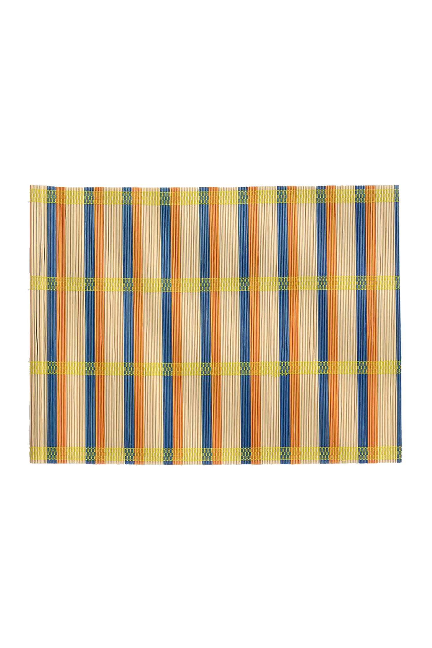 Placemat bamboo, orange & blue stripes