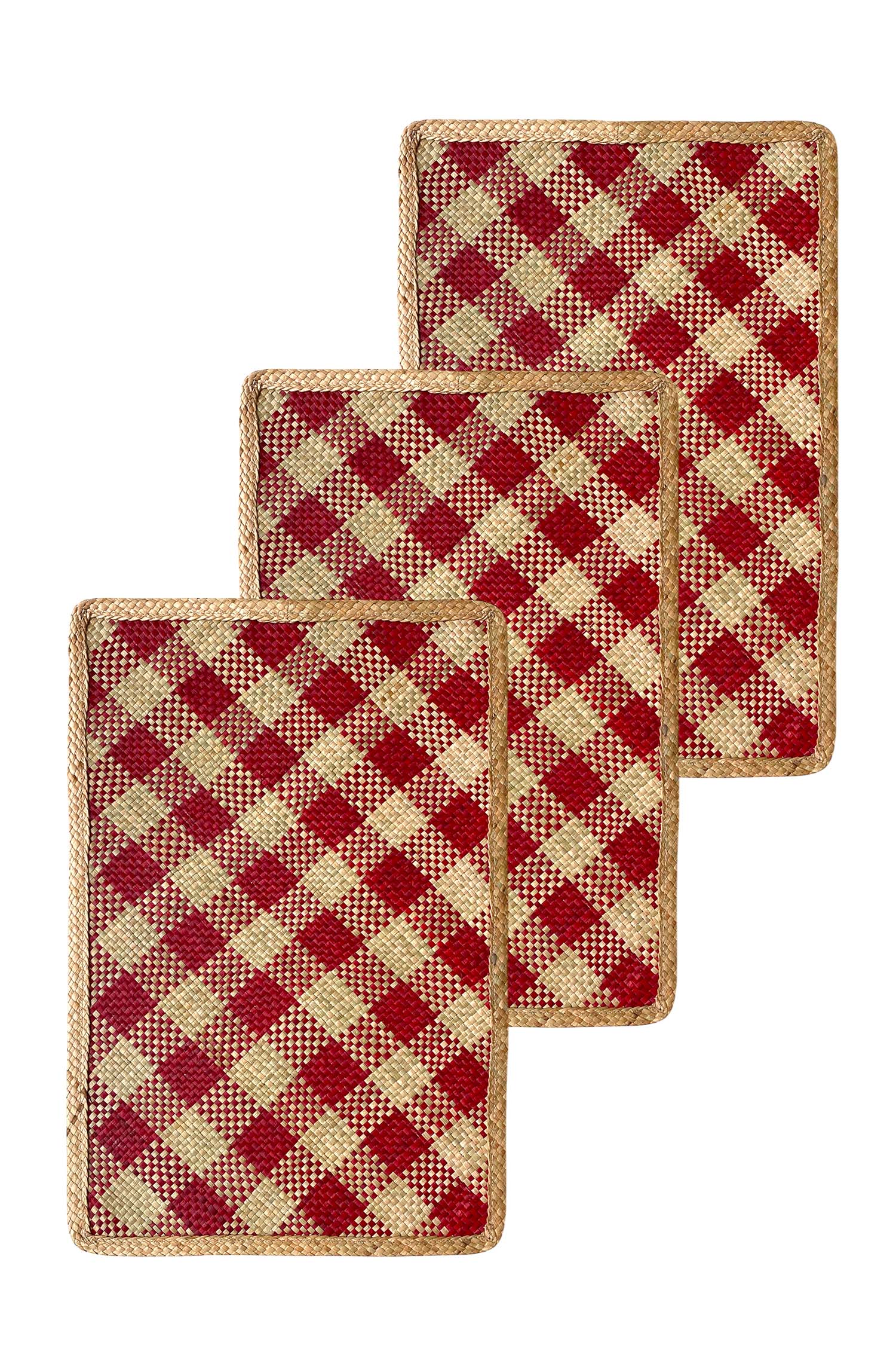 Placemat seagrass, red checks