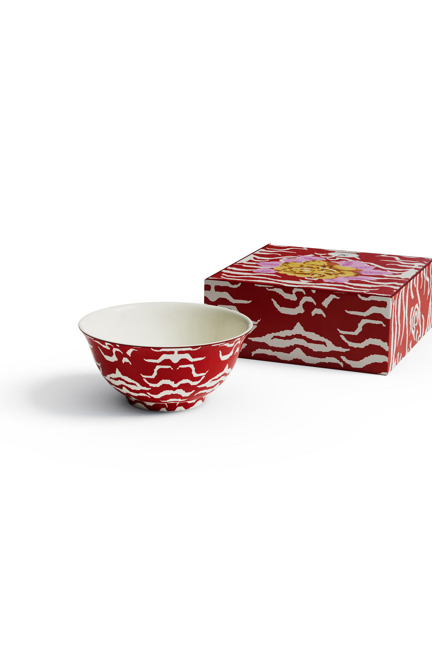 Porcelain Bowl - Indian Tiger Red