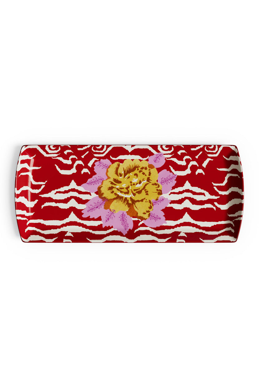 Porcelain Platter - Indian Tiger Red