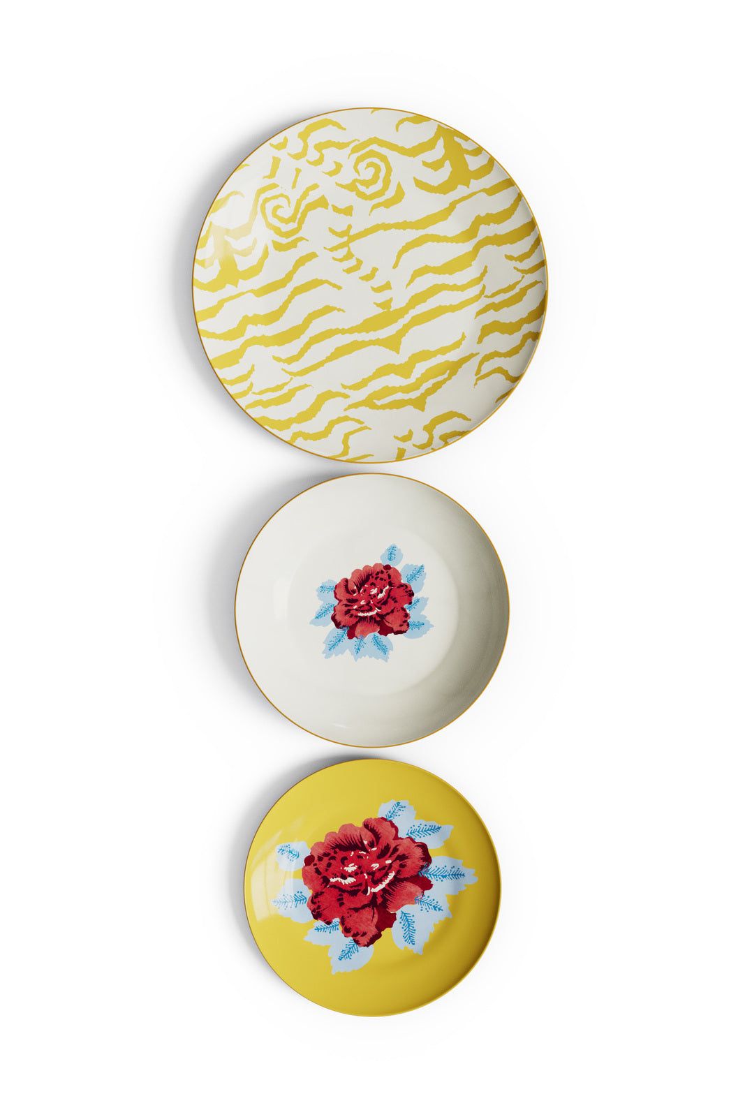 Porcelain Plates - Set of 3 - Indian Tiger Gold