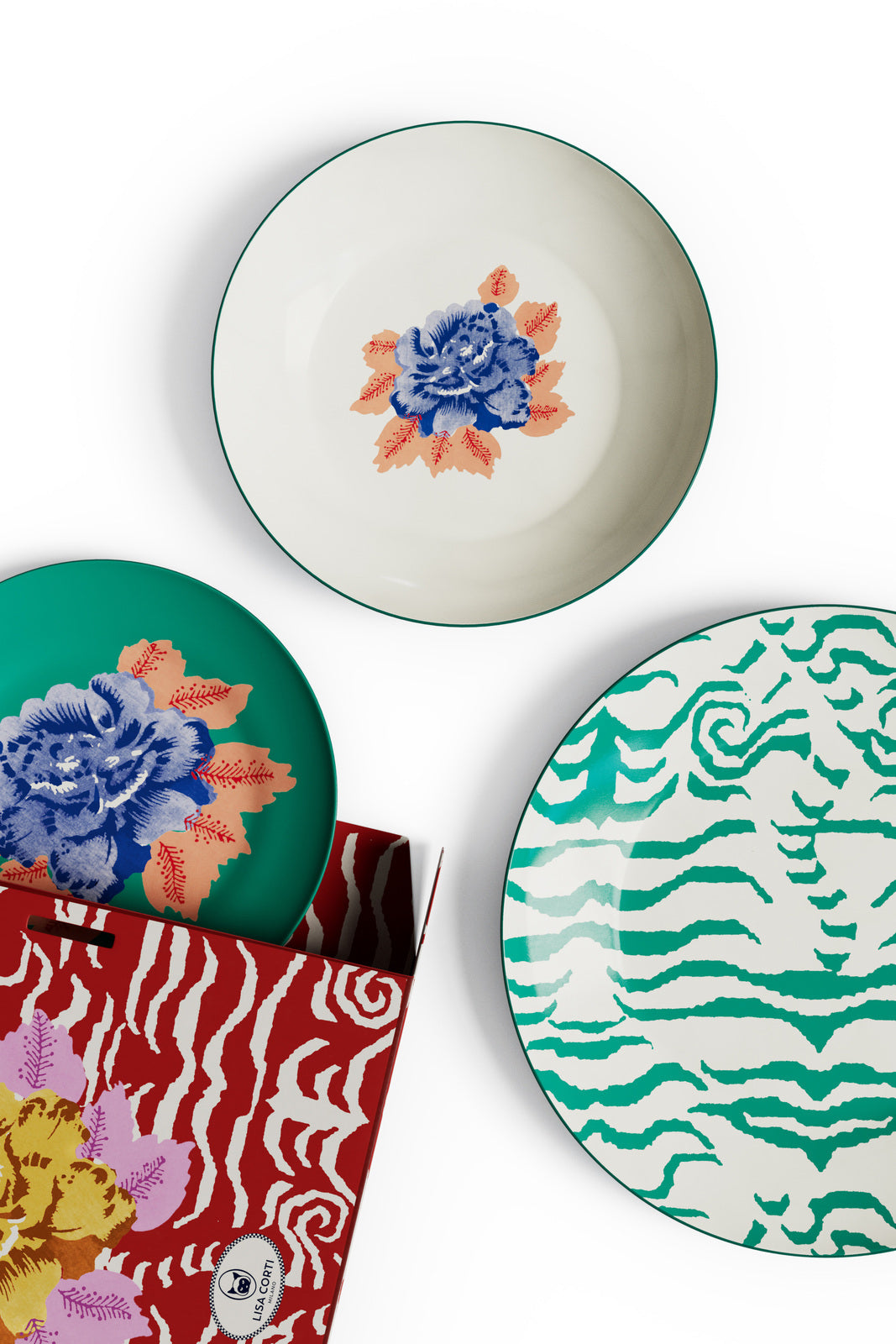 Porcelain Plates - Set of 3 - Indian Tiger Veronese