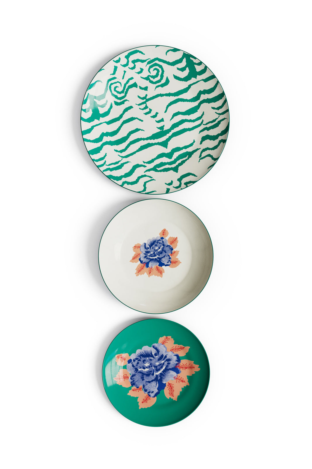 Porcelain Plates - Set of 3 - Indian Tiger Veronese