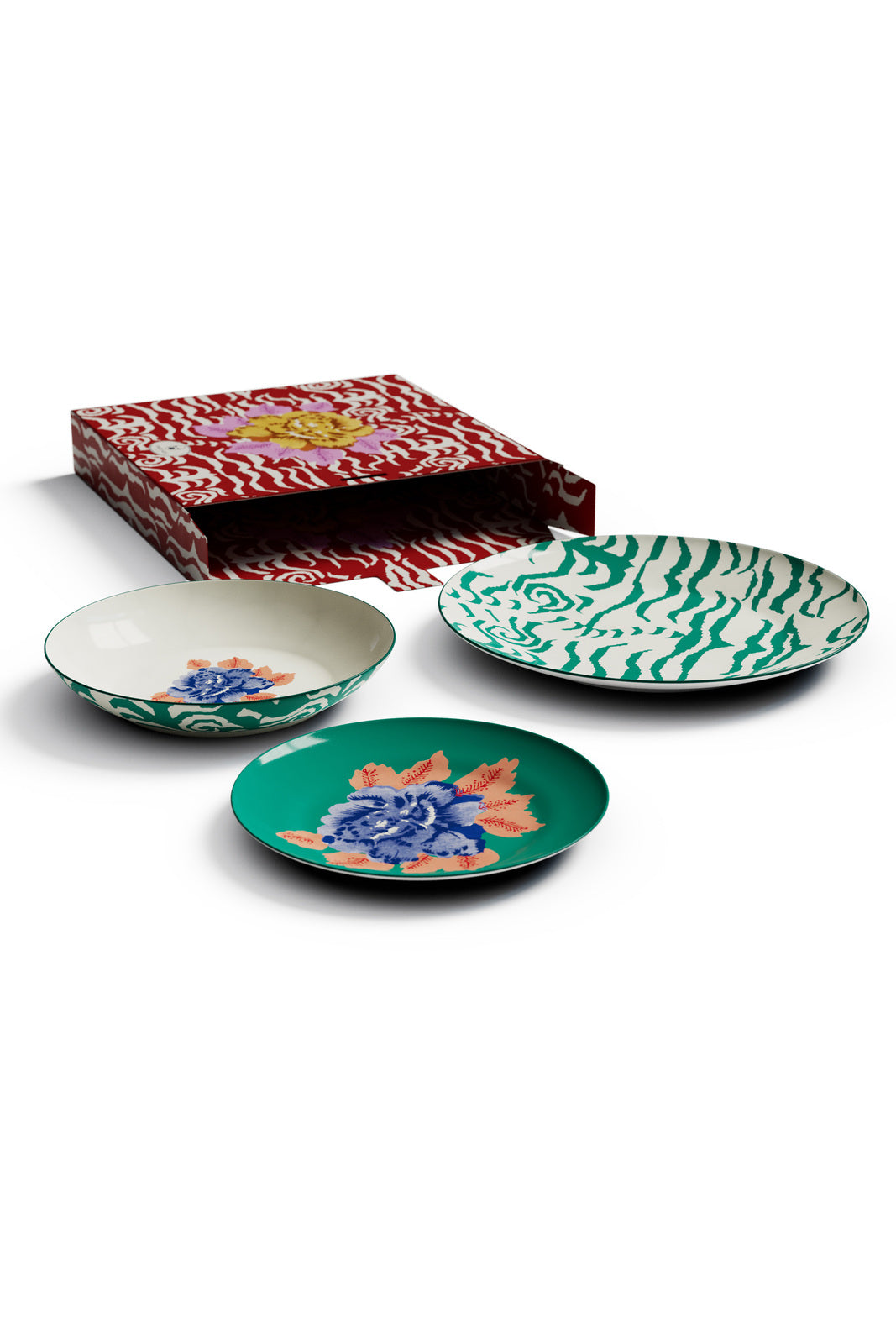 Porcelain Plates - Set of 3 - Indian Tiger Veronese