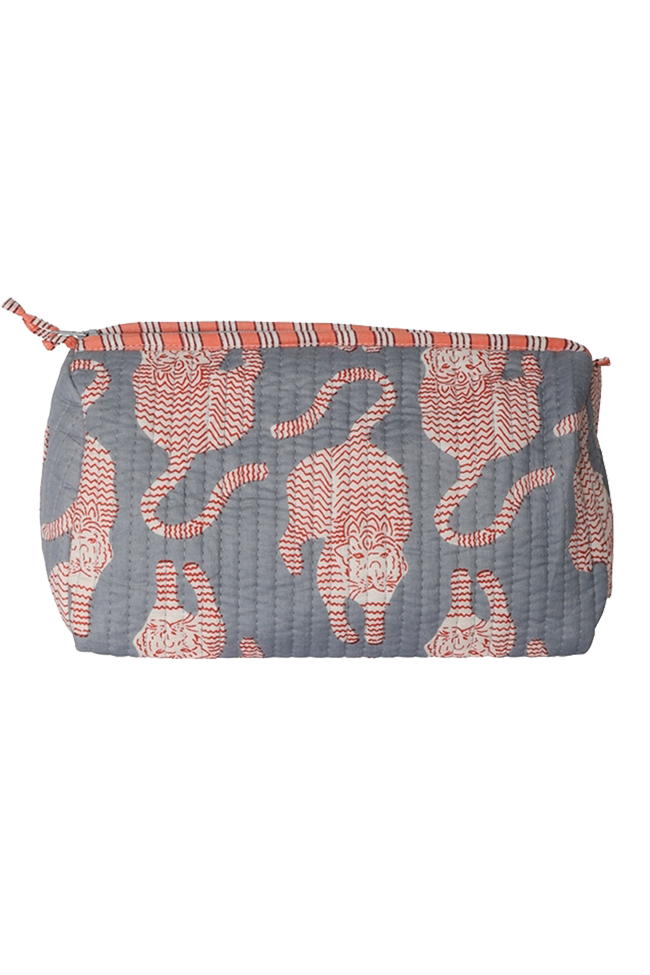 Large Pouch | Light Blue With Tigers