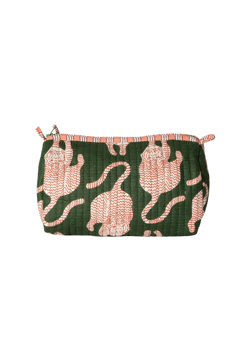 Small Pouch | Green With Tigers