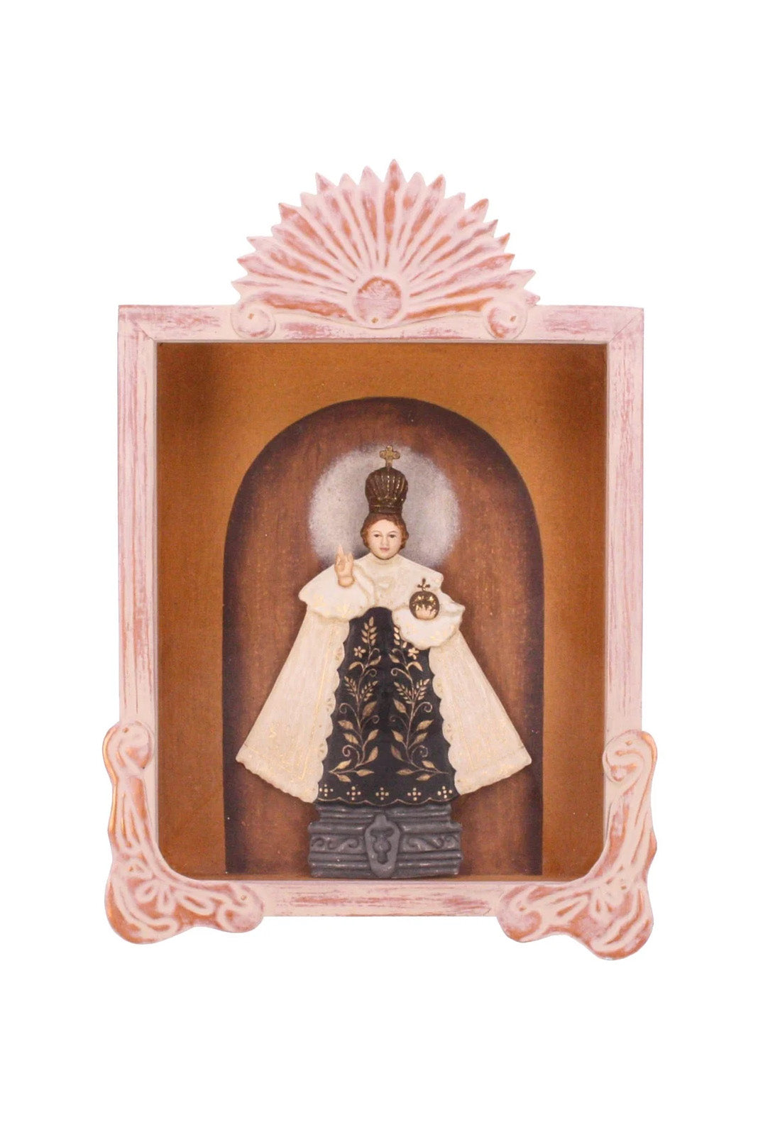 Framed box with Prague Child | Peach steel