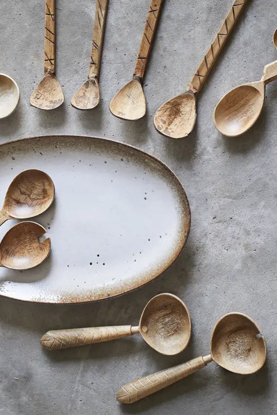 Salad set, wood oval