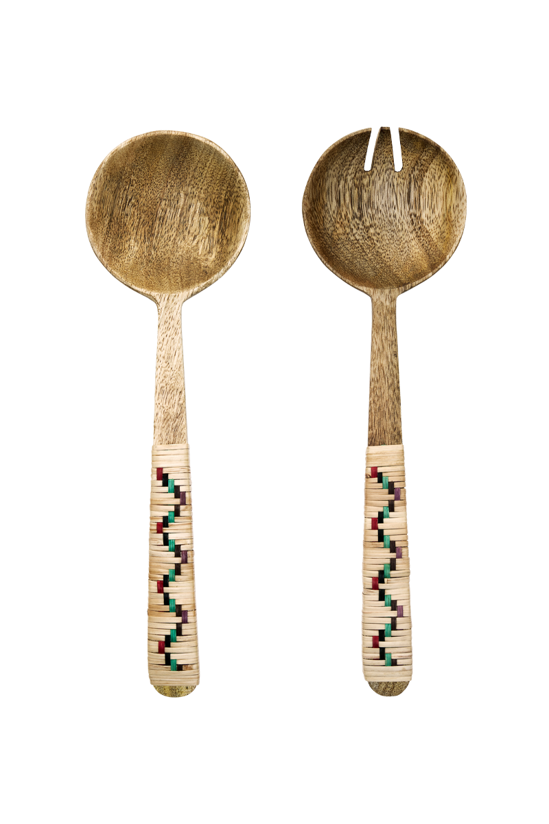 Wooden Salad Set | Bamboo Multi Coloured