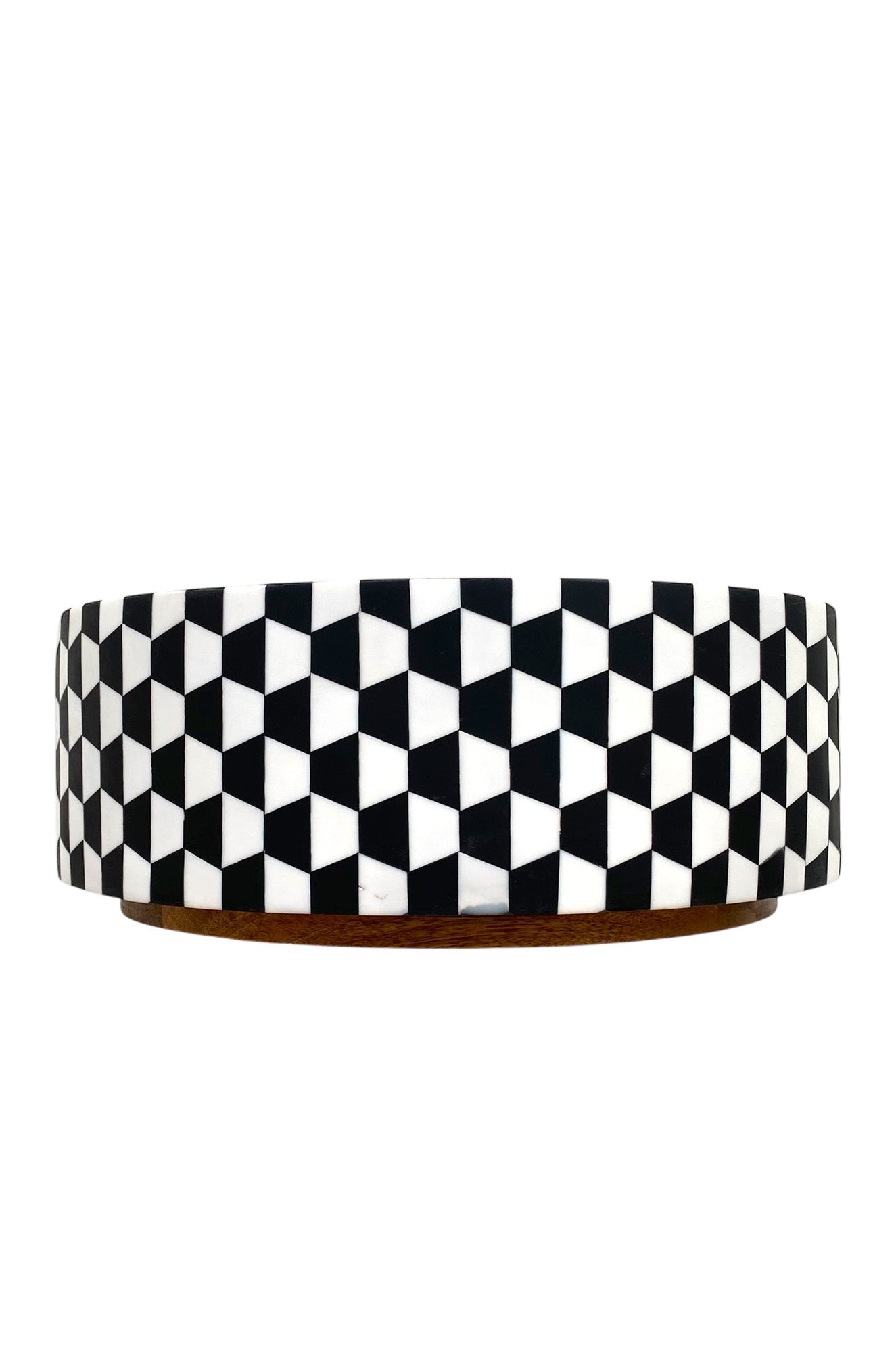 Serving bowl L | Mango wood & black checkered