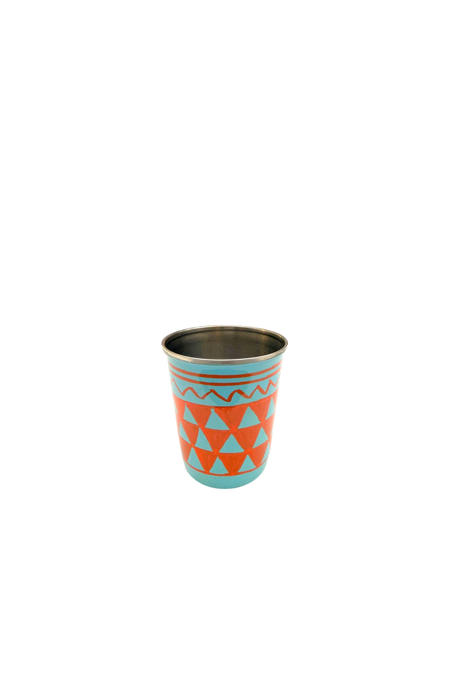 Tumbler Small | Blue with Orange Triangles