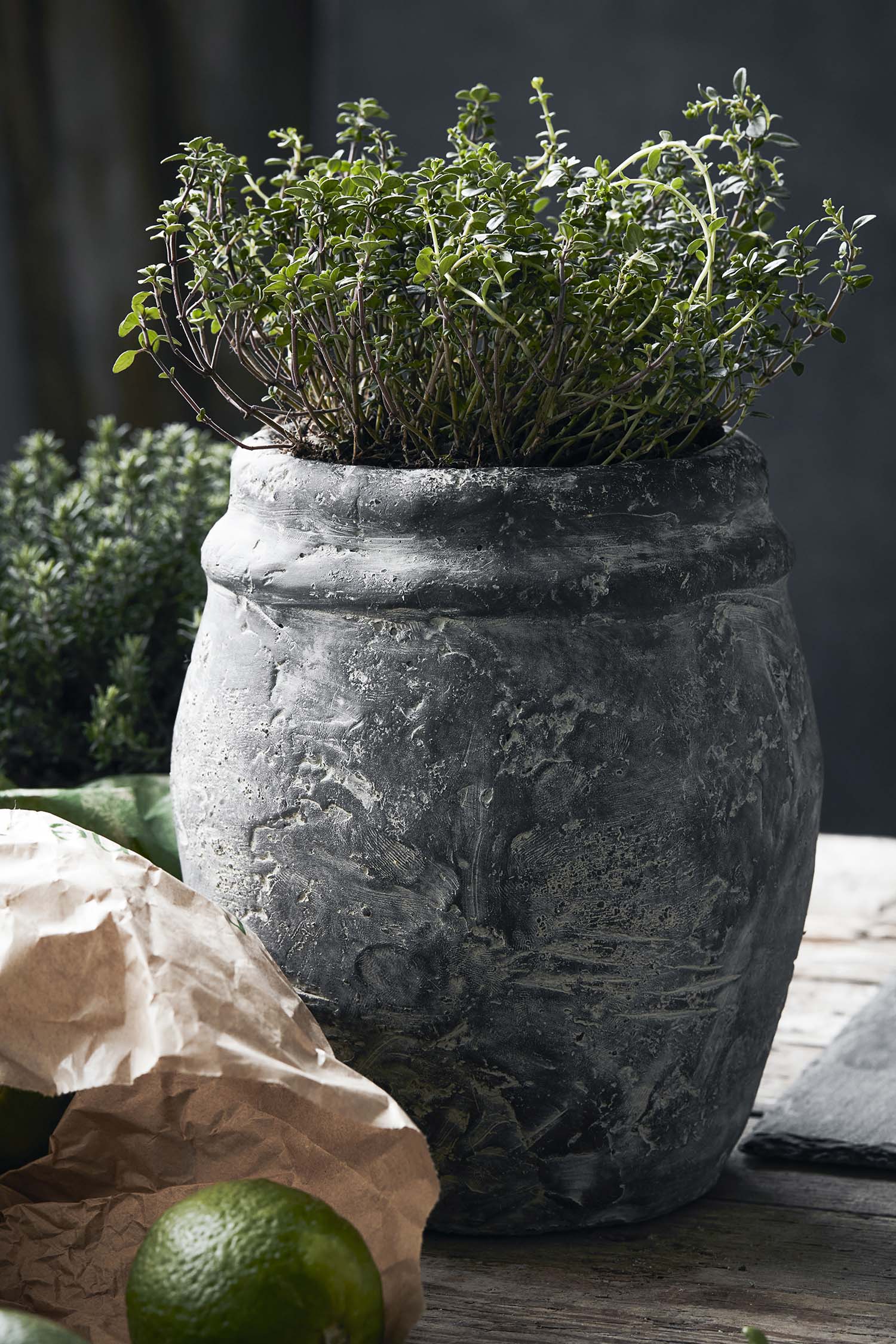 Handmade vase grey, 17.5cm