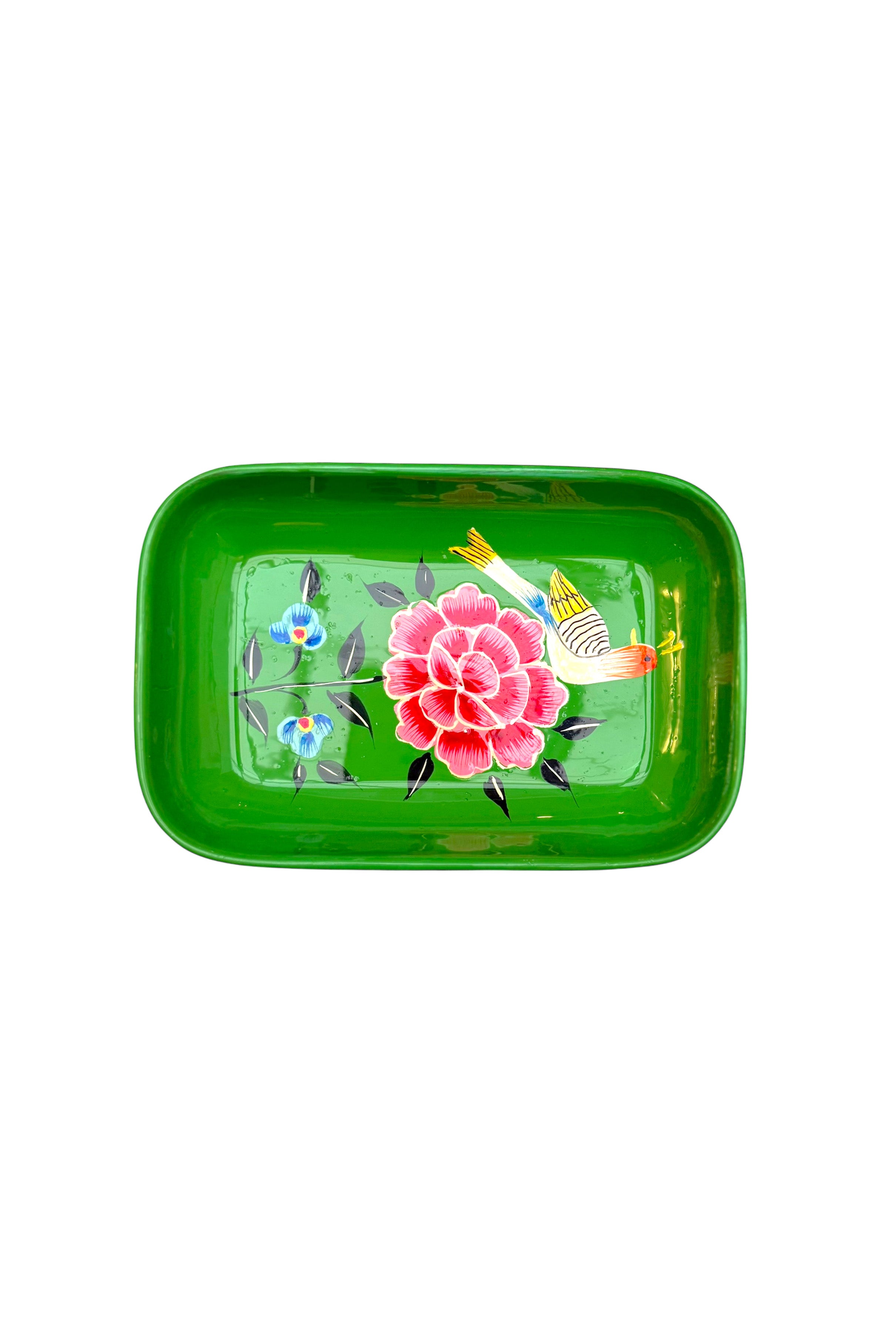Little tray | Green with Pink Flower