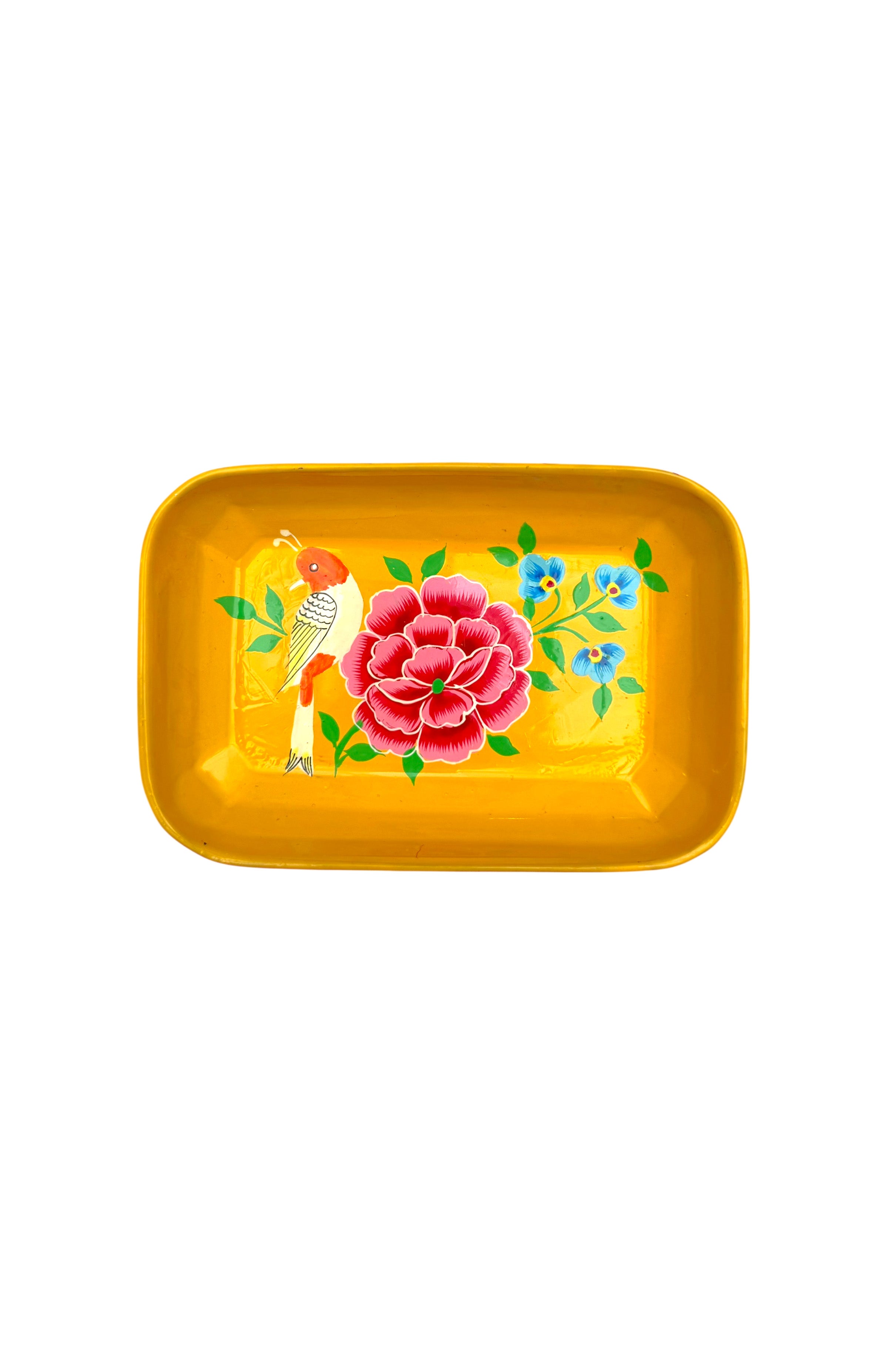 Little tray | Yellow with Pink Flower