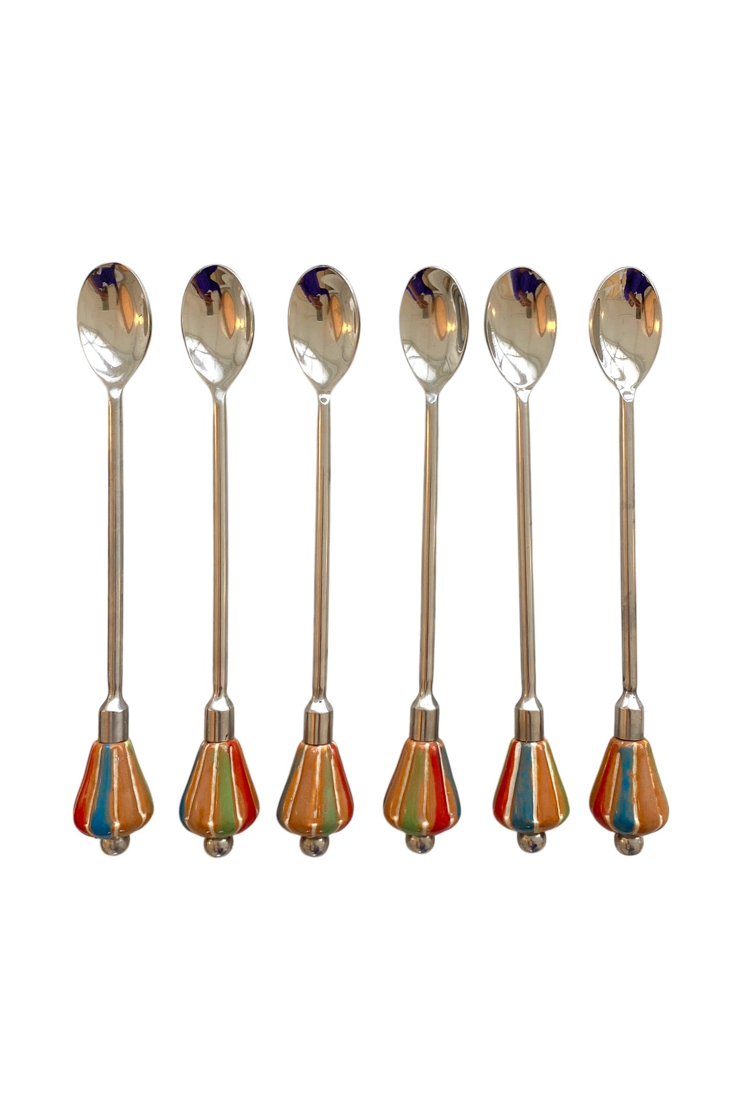 Spoon cocktail, multicolor stones, pack of x6