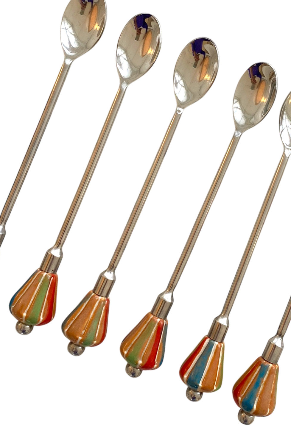 Spoon cocktail, multicolor stones, pack of x6