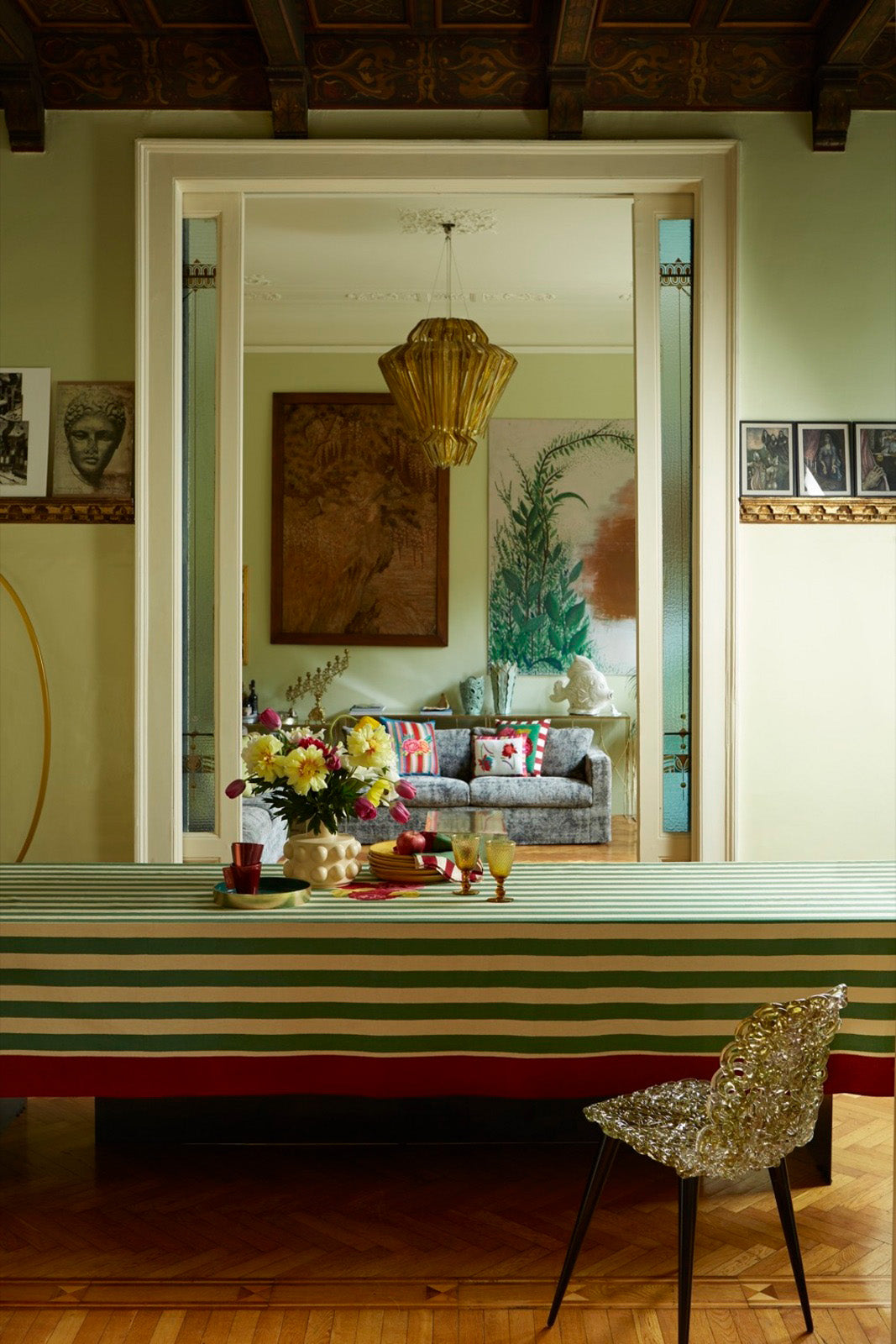 Table cloth, Nizam stripes green