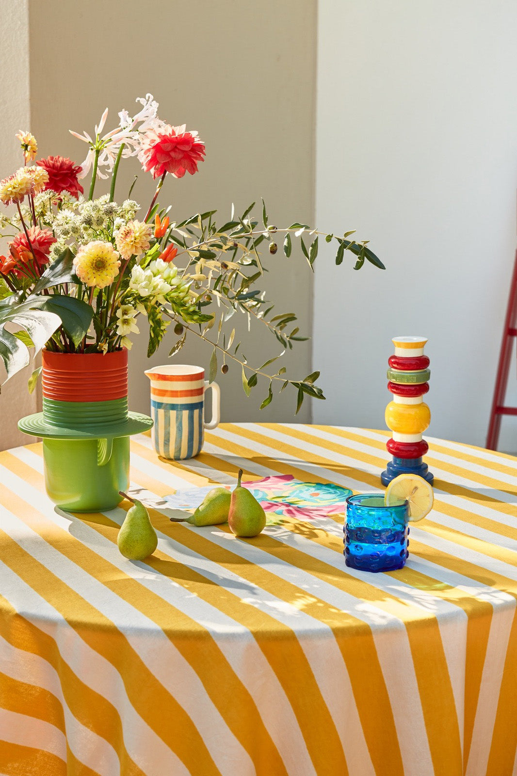 Table cloth, Stripes sun yellow