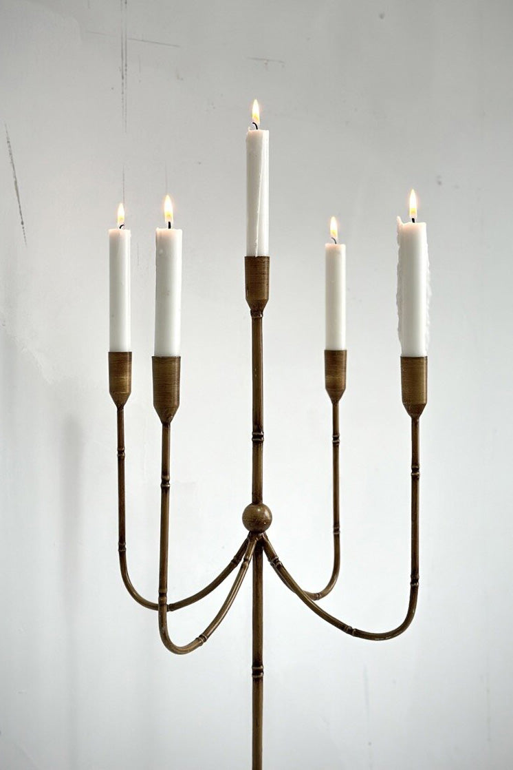 table candelabra 5 arm, vintage light brown