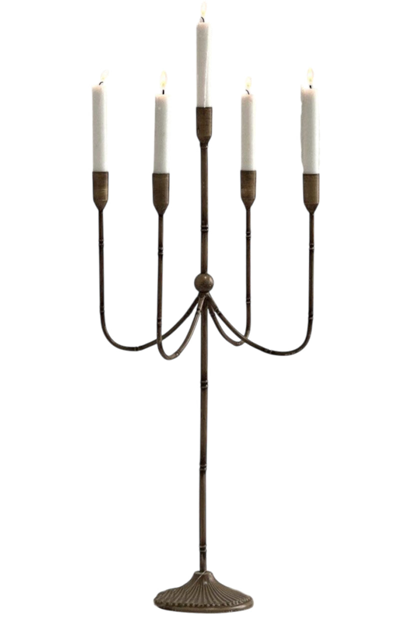 table candelabra 5 arm, vintage light brown