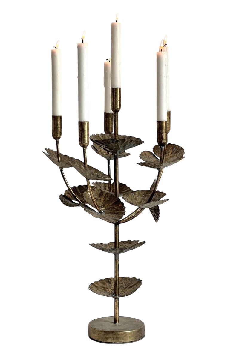 table candelabra with leaves