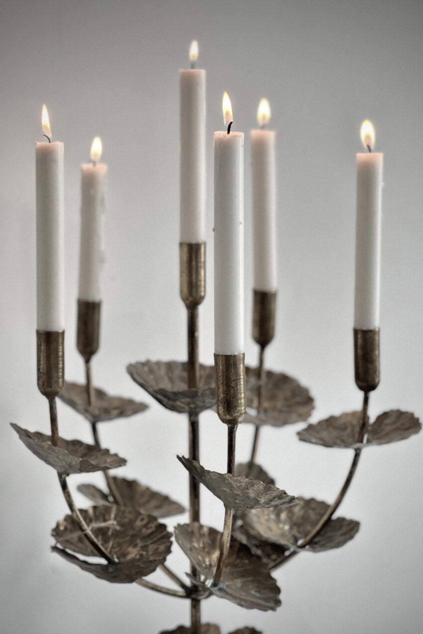 table candelabra with leaves