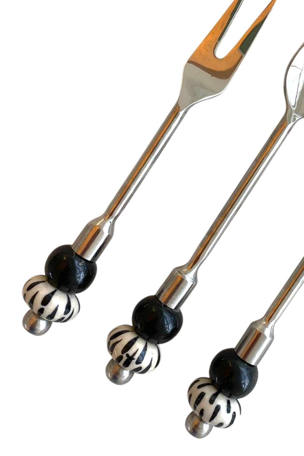Tapas cutlery, black & white stones