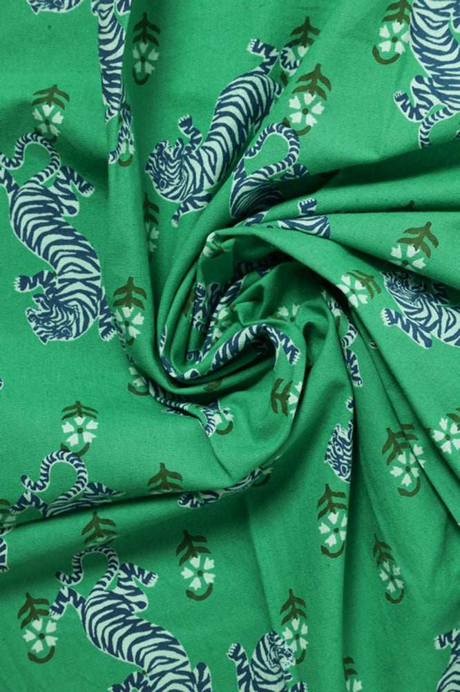 Tea Towel, Green with tiger