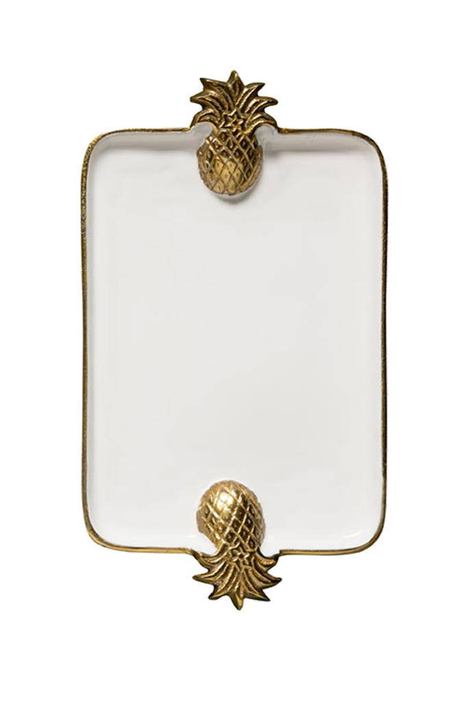 White Tray with Pineapple Handles | Choose Size