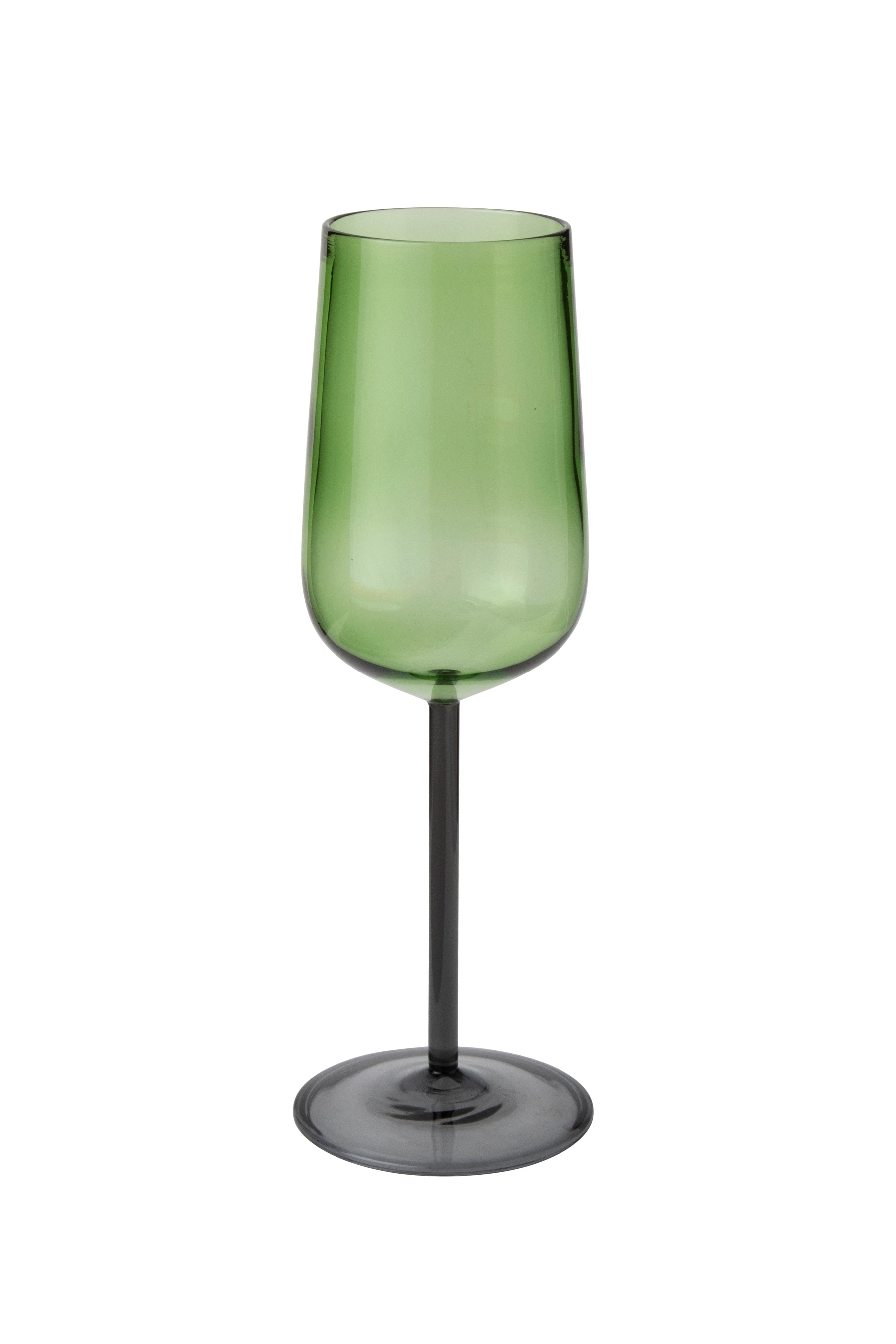 Glass wine, green & black