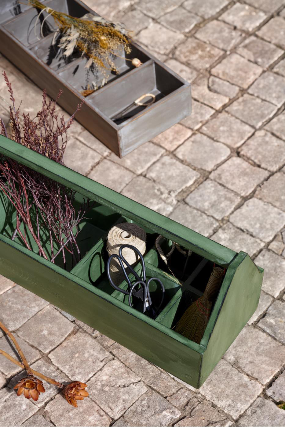 Vintage Green Wooden Organiser