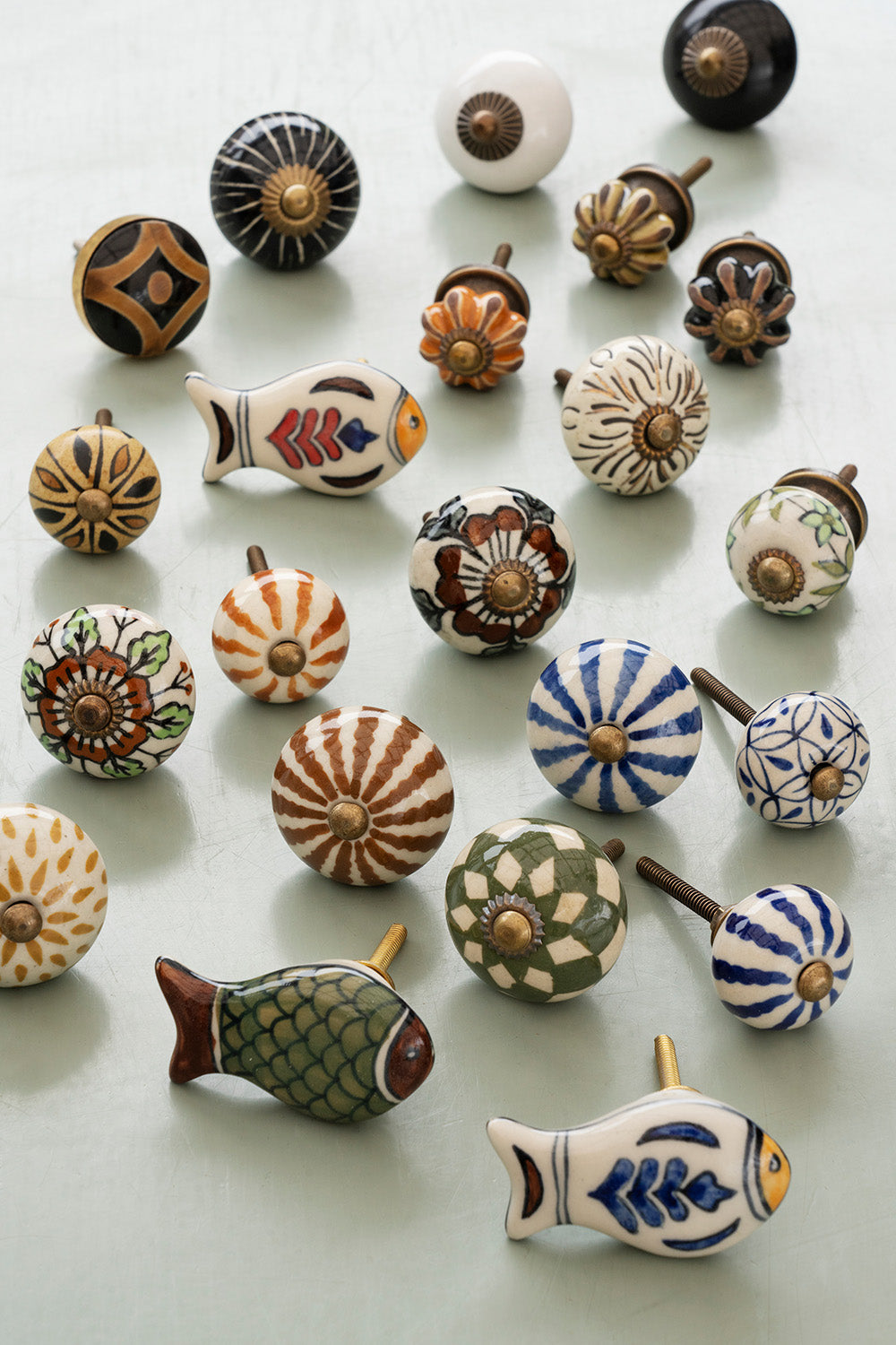 Hand-painted stoneware doorknob | Choose colour