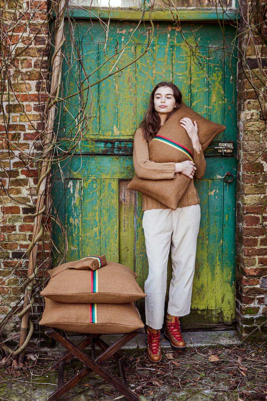 Cushion Brown & Thin Stripes