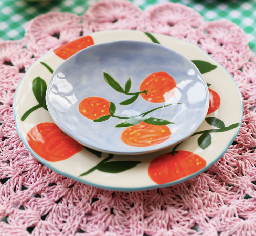 Plate orange, Orange & Pink