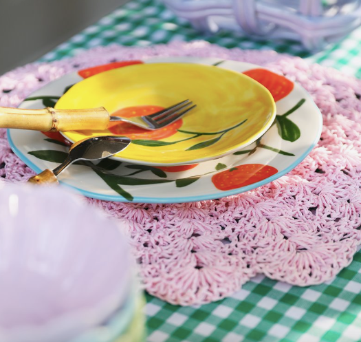 Plate orange, Orange & Blue