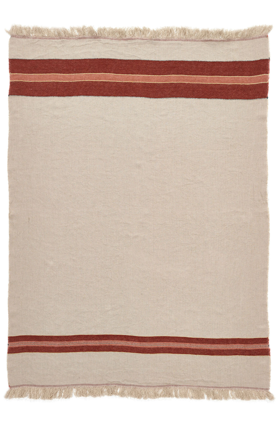 Table cloth ecru with old pink stripes