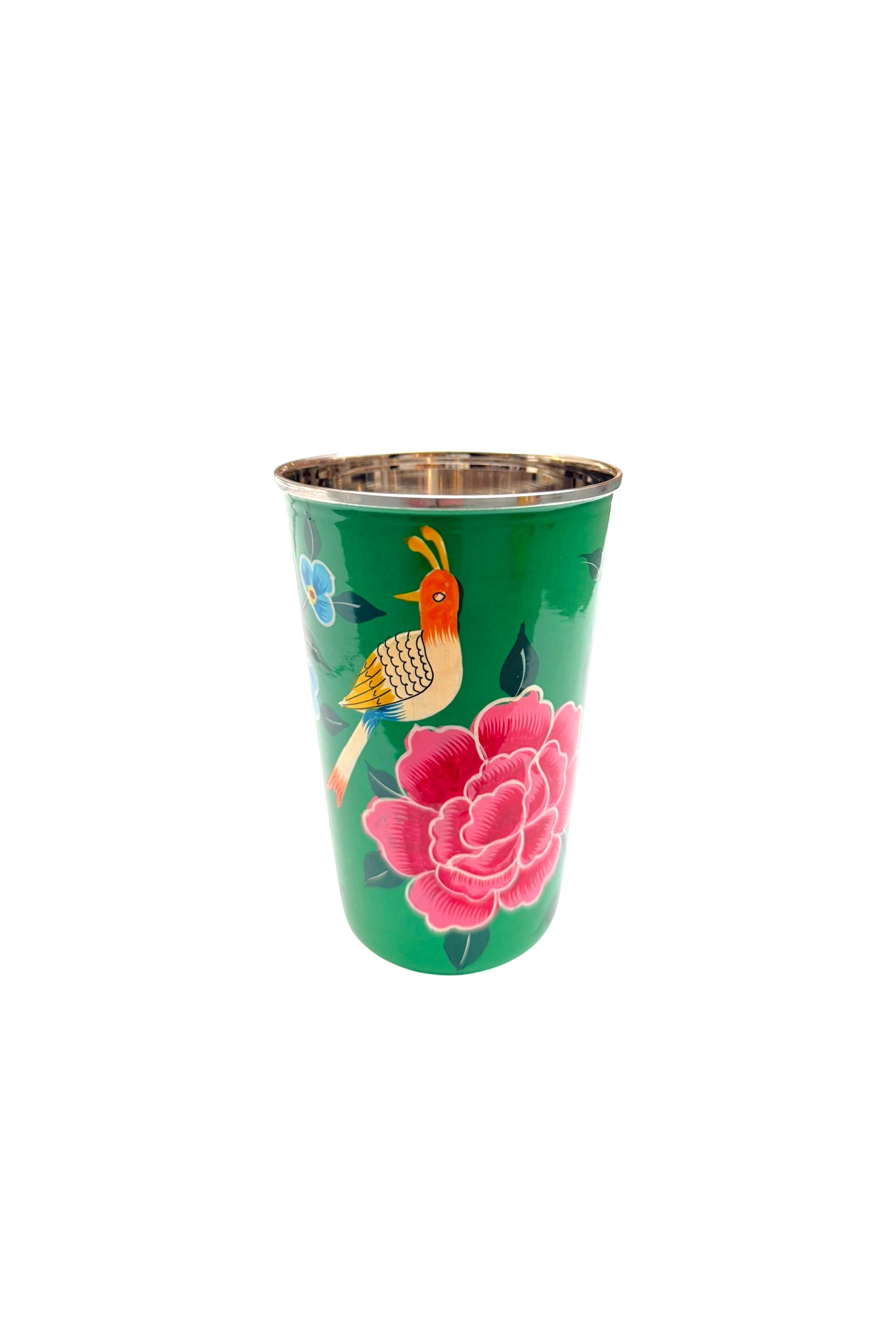 Tumbler | Green with Pink Flower