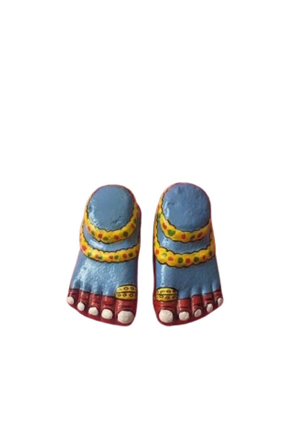 Blue Lakshmi feet in papier-mâché