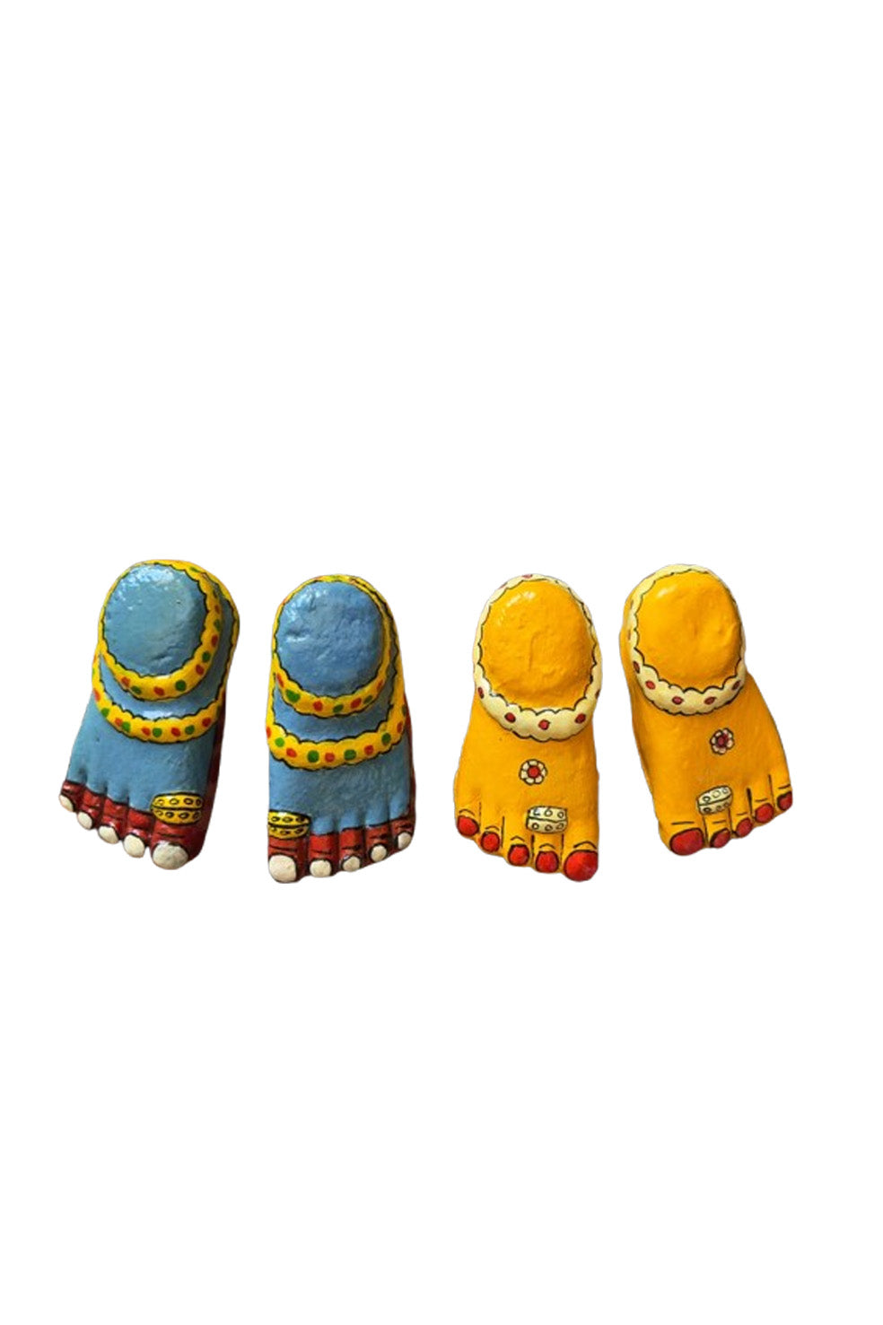 Yellow Lakshmi feet in papier-mâché