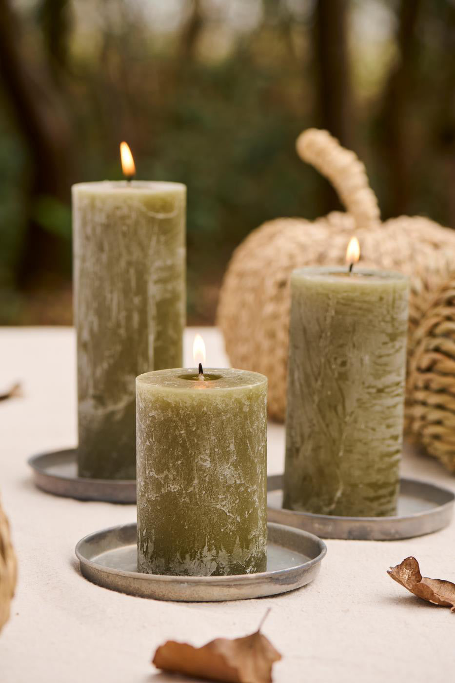 Rustic Candle M | Olive Green
