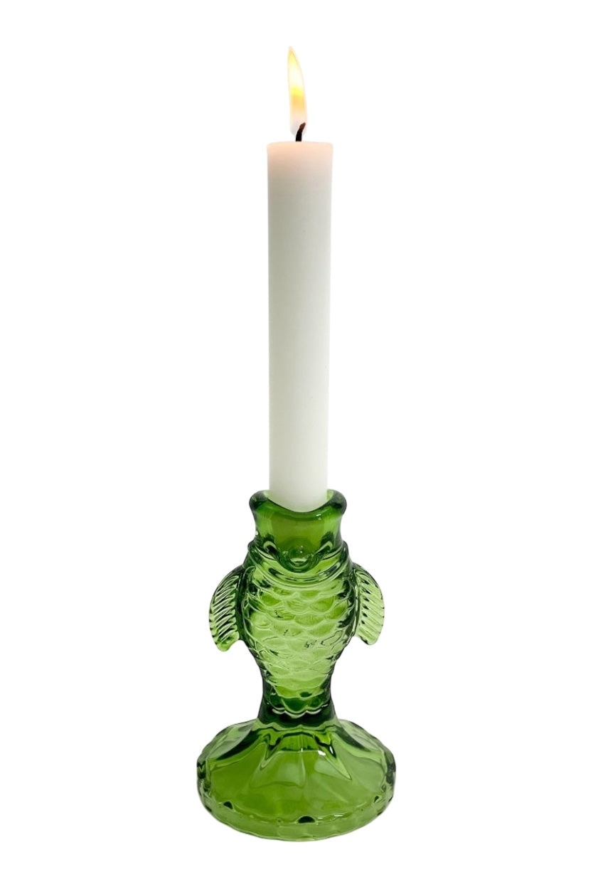 Candle Holder Glass | Green Fish