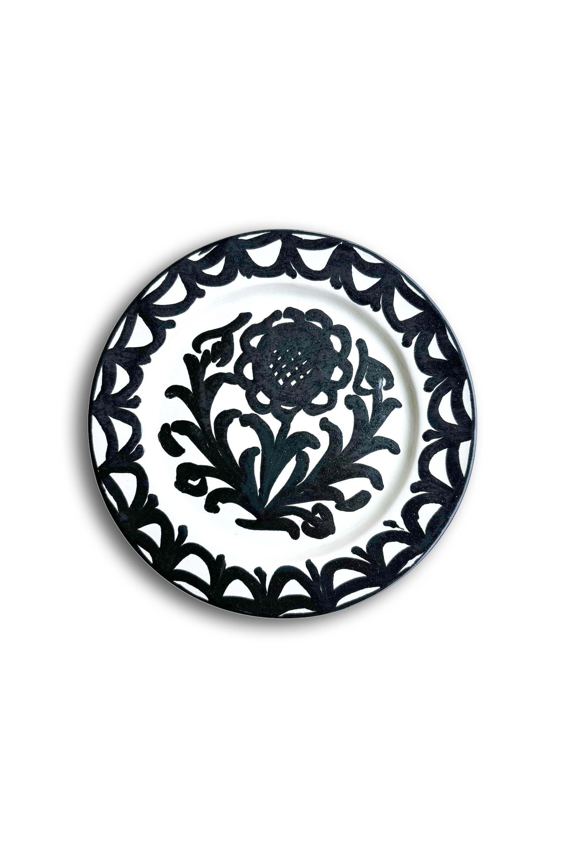 Ceramic Plates & Serving Dishes, Black Flower