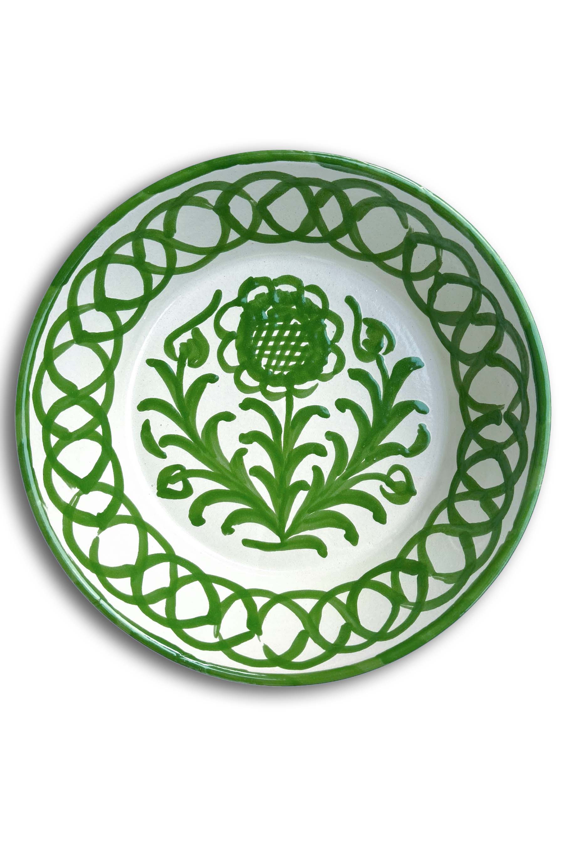 Ceramic Plates & Serving Dishes, Green Flower