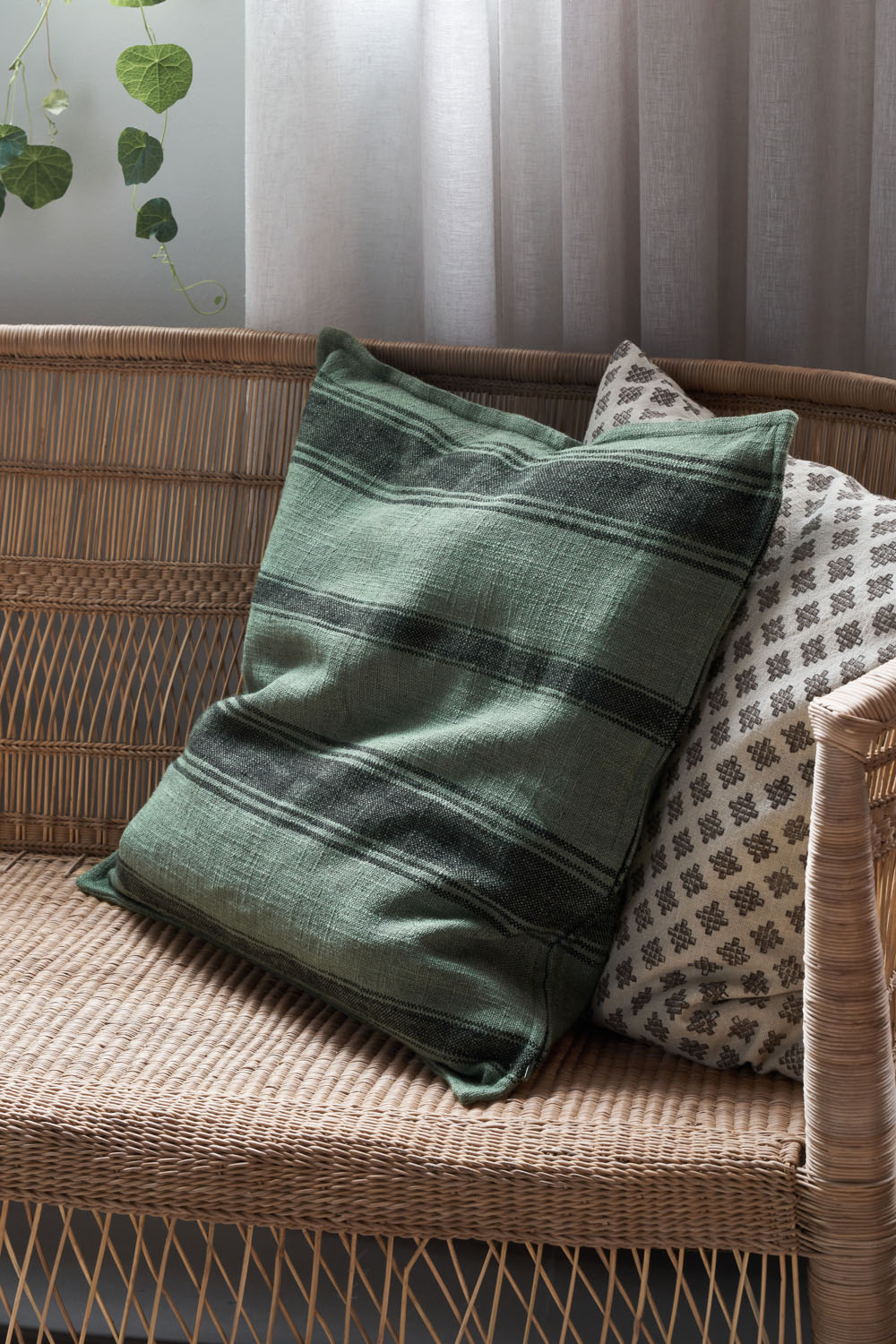 Cushion | Green & Black Stripes