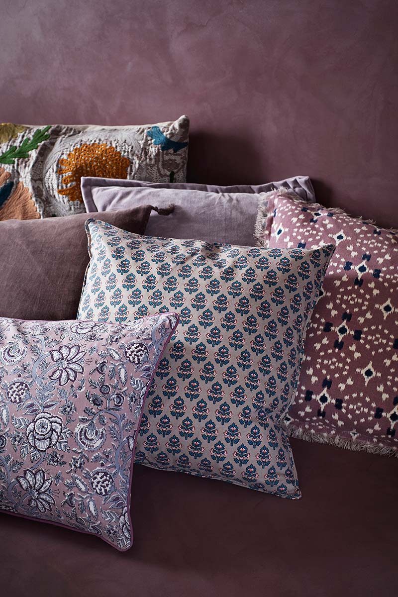 Printed Cushion, Indian Flowers