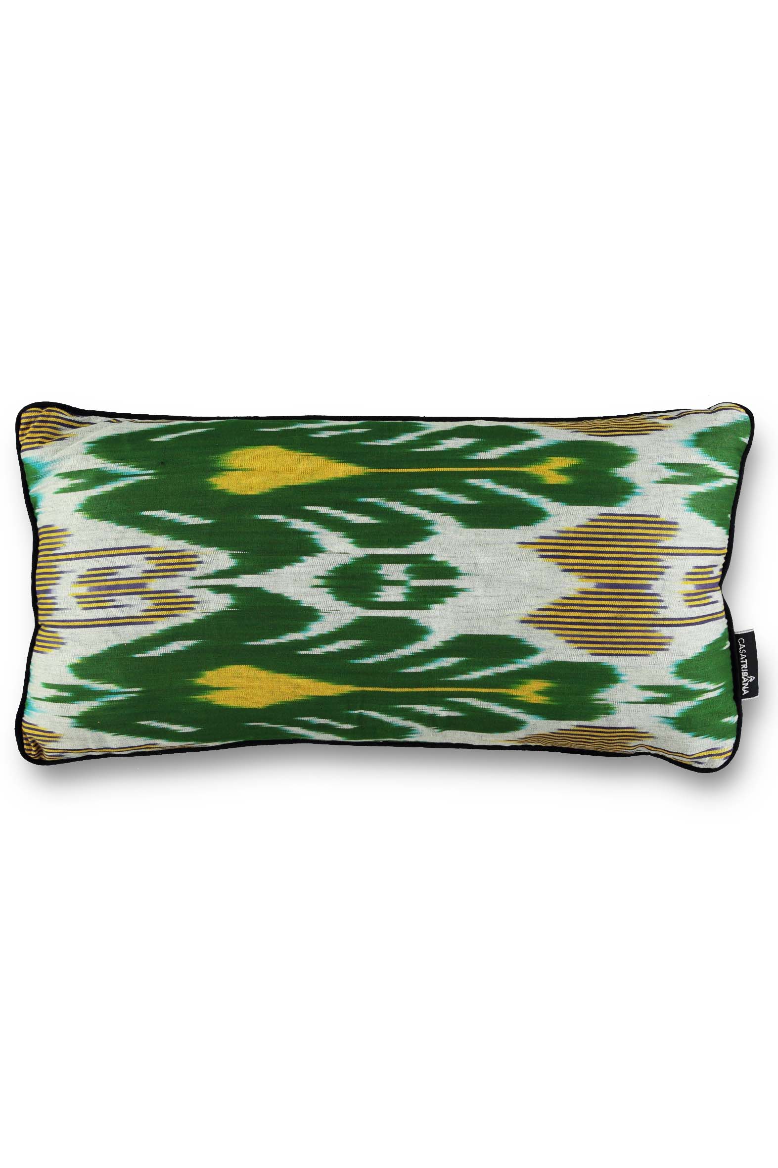 Cushion ikat green & citrus