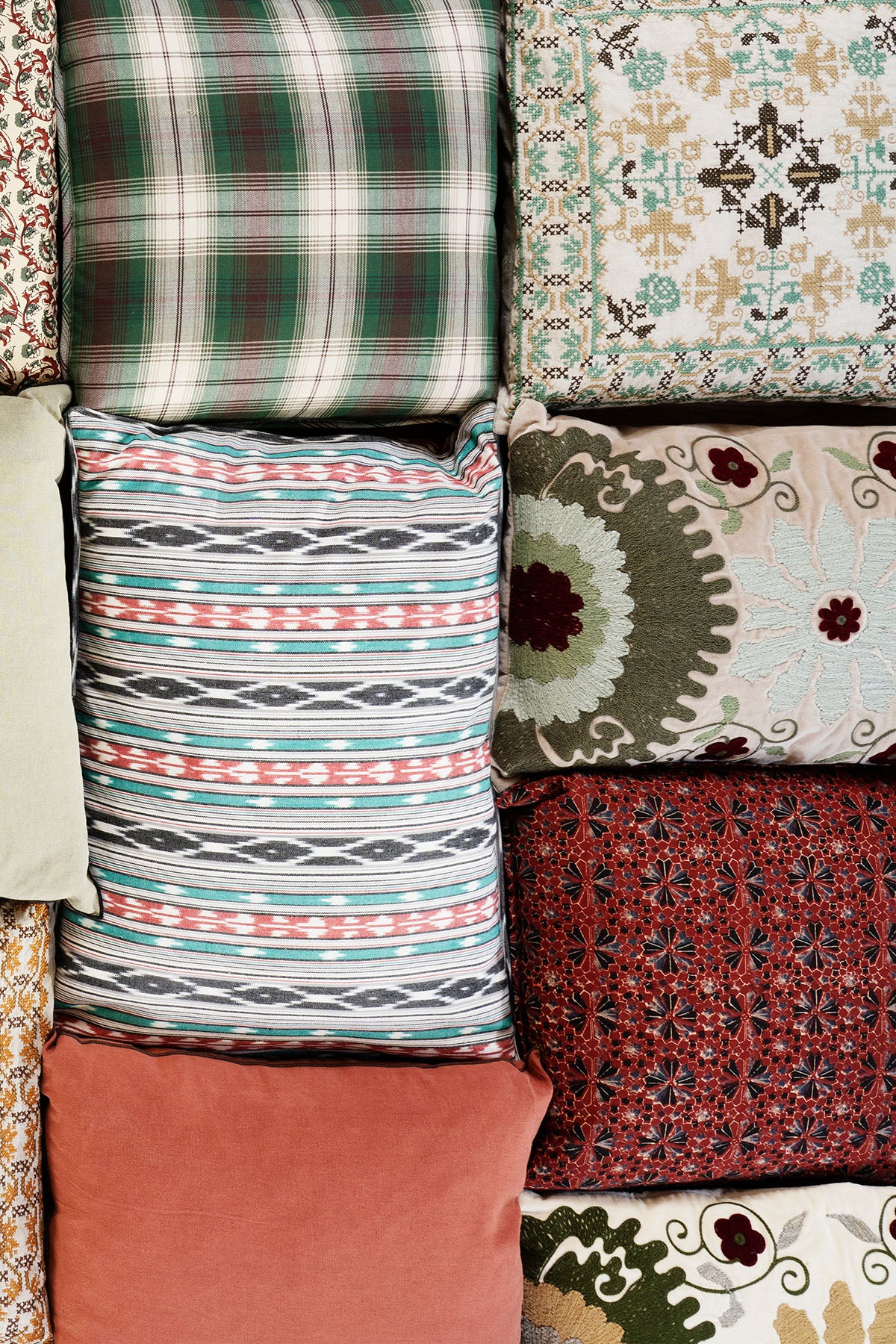 Printed Cushion, Red Flowers