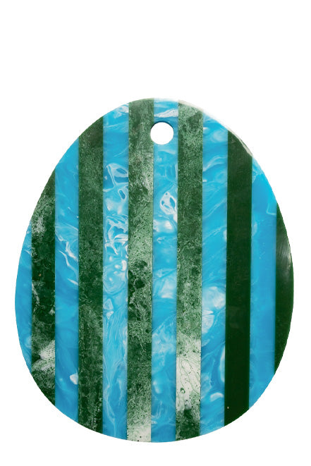 Cheese board, Blue & Green Stripes, Oval