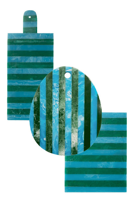 Cheese board, Blue & Green Stripes, 26x20cm